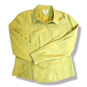 Talbots Light Green Long-Sleeve Button-Down Faux Seude Top - Size Large